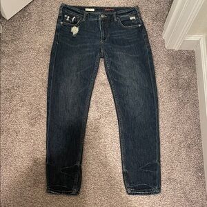 Anthropologie Pilcro Dark Blue Relaxed distreessd jeans size 24 inch waist